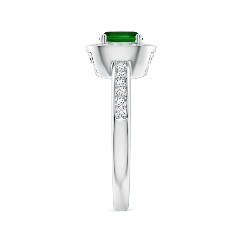 6mm AAAA Cushion Emerald Engagement Ring with Diamond Accents in White Gold side 199