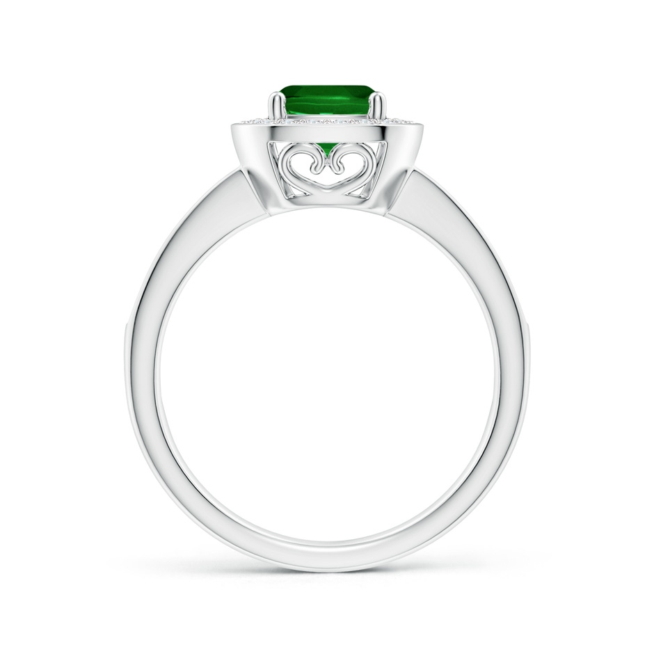 6mm AAAA Cushion Emerald Engagement Ring with Diamond Accents in White Gold side 299