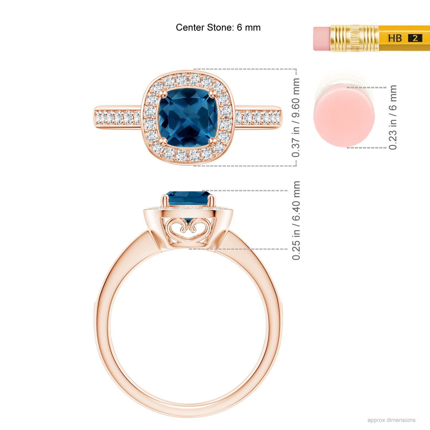 AAA - London Blue Topaz / 1.34 CT / 14 KT Rose Gold