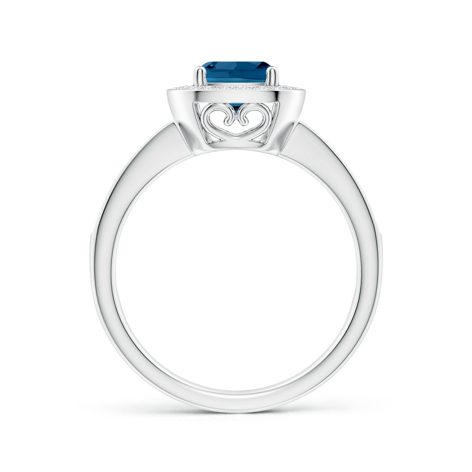 6mm AAA Cushion London Blue Topaz Halo Engagement Ring with Diamonds in White Gold side-1