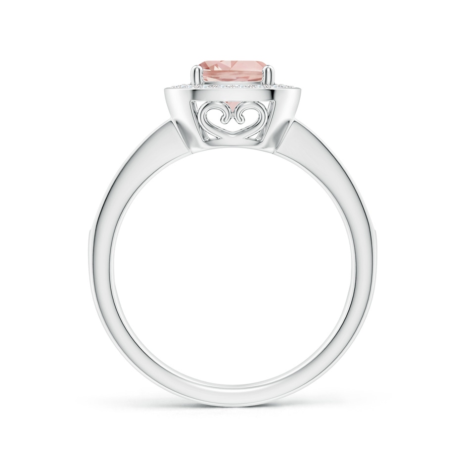 6mm AAAA Cushion Morganite Engagement Ring with Diamond Accents in White Gold side-1