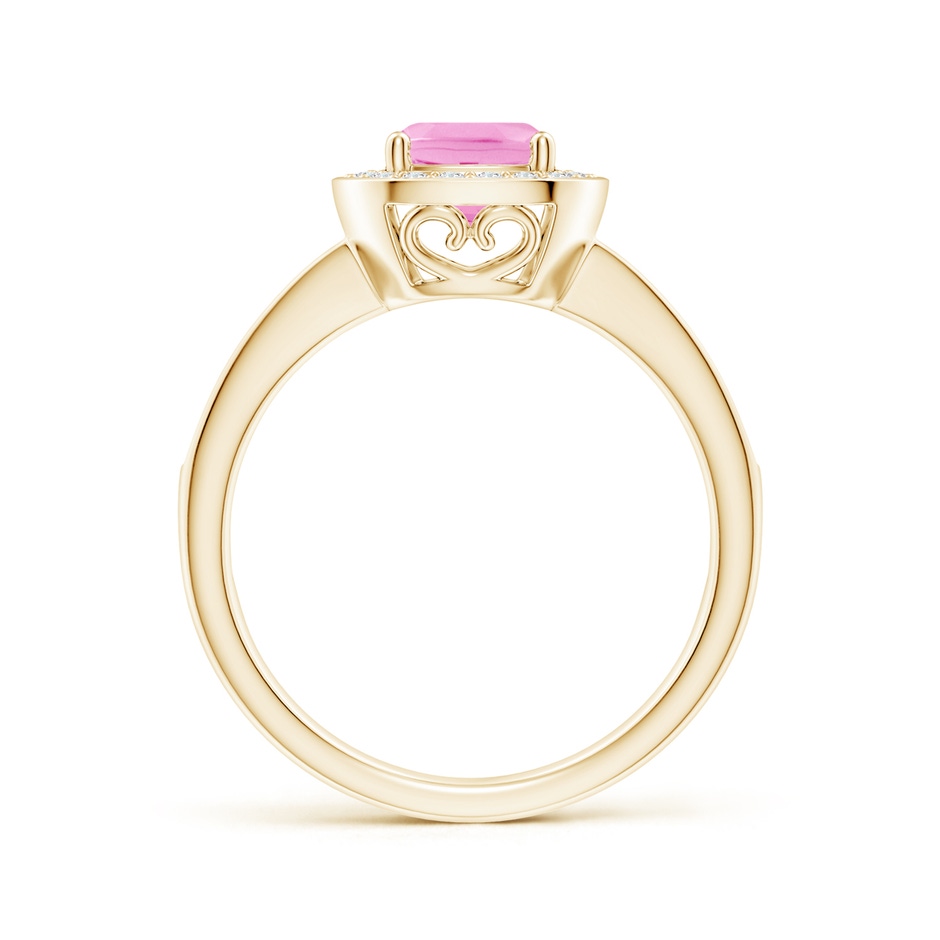 6mm A Cushion Pink Sapphire Engagement Ring with Diamond Accents in 18K Yellow Gold side 199