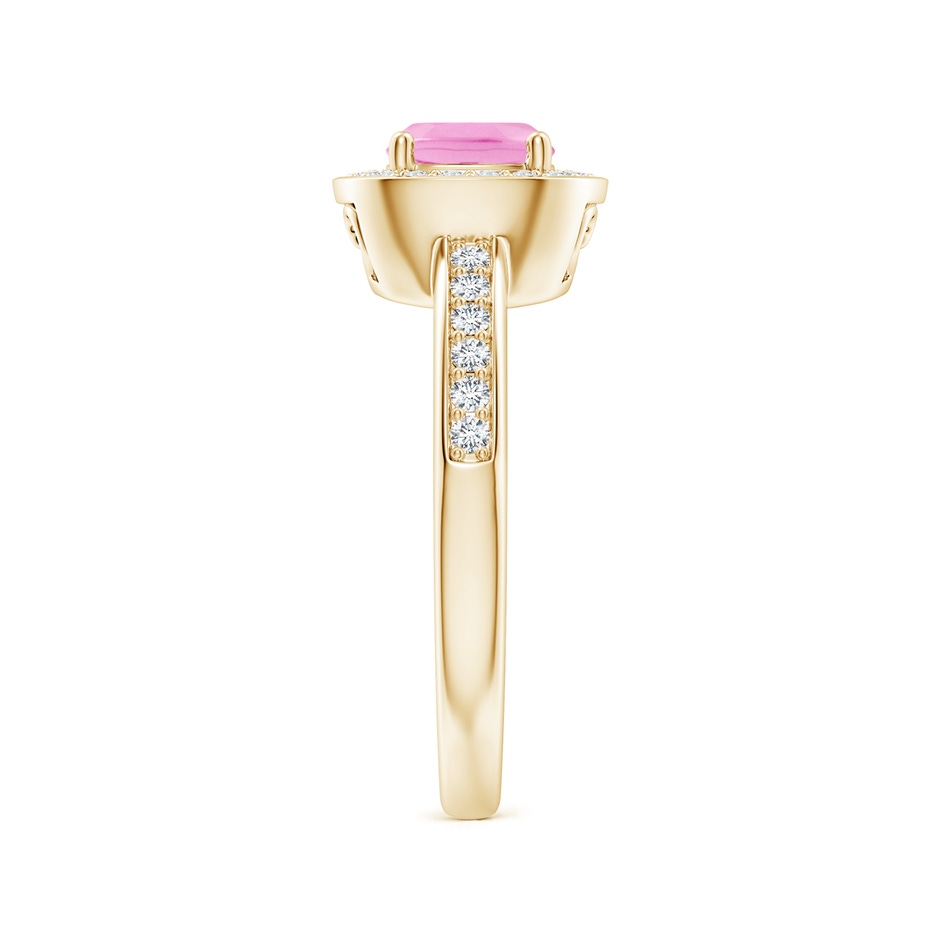 6mm A Cushion Pink Sapphire Engagement Ring with Diamond Accents in 18K Yellow Gold side 299