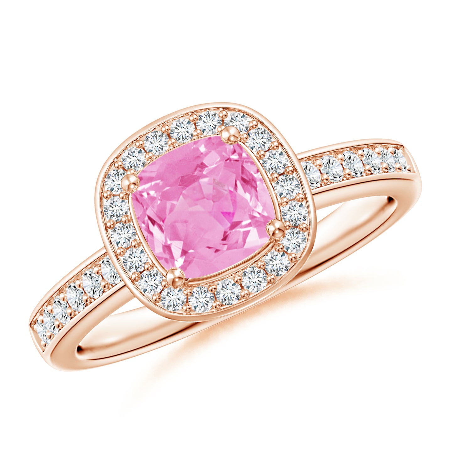 Cushion Pink Sapphire Engagement Ring with Diamond Accents