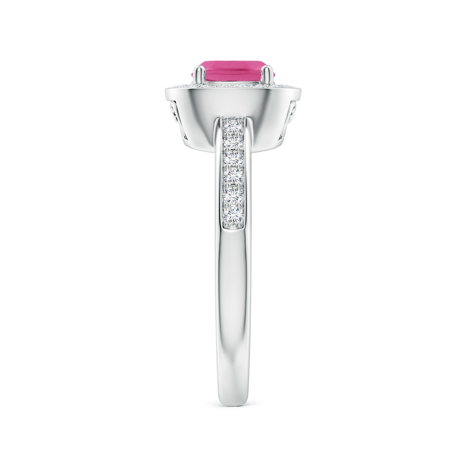 6mm AAA Cushion Pink Sapphire Engagement Ring with Diamond Accents in 18K White Gold side 299