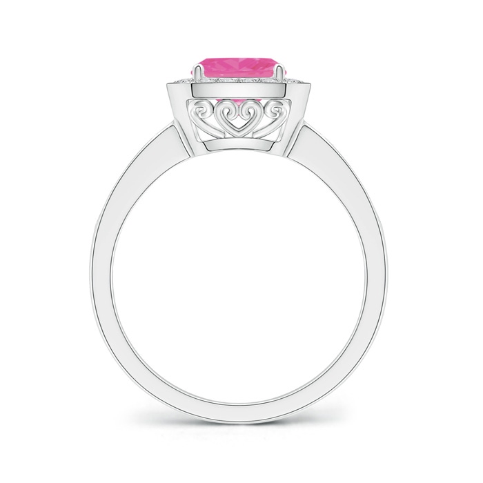 6mm AAA Cushion Pink Sapphire Engagement Ring with Diamond Accents in White Gold Product Image