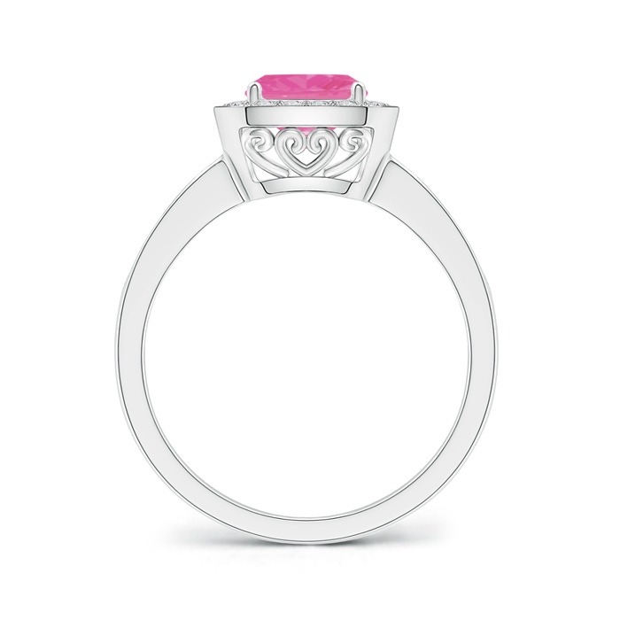 6mm AAA Cushion Pink Sapphire Engagement Ring with Diamond Accents in White Gold product image