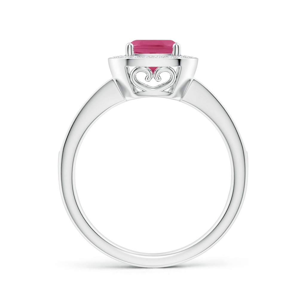 6mm AAAA Cushion Pink Sapphire Engagement Ring with Diamond Accents in P950 Platinum - side 199