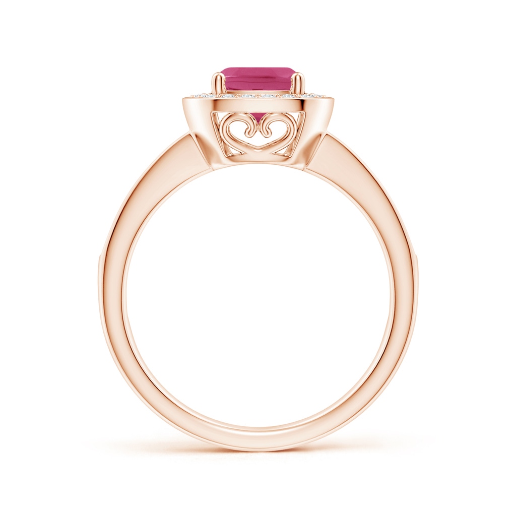 6mm AAAA Cushion Pink Sapphire Engagement Ring with Diamond Accents in Rose Gold - side 199