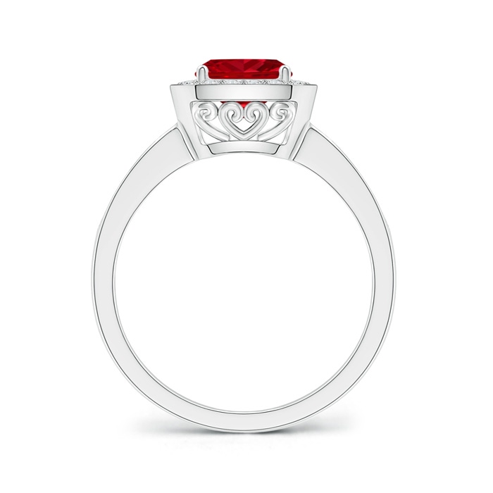 6mm AAAA Cushion Ruby Engagement Ring with Diamond Accents in White Gold Product Image