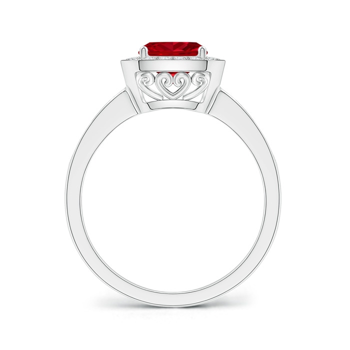 6mm AAAA Cushion Ruby Engagement Ring with Diamond Accents in White Gold product image