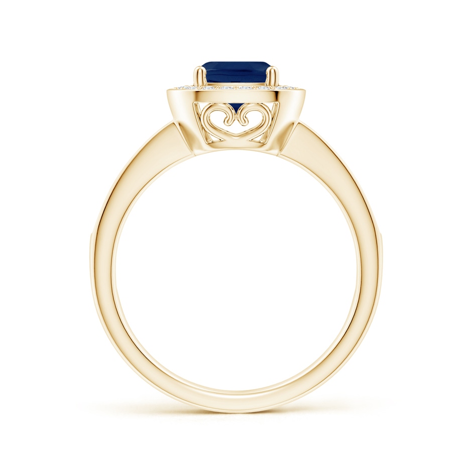 6mm A Cushion Blue Sapphire Engagement Ring with Diamond Accents in Yellow Gold side 1
