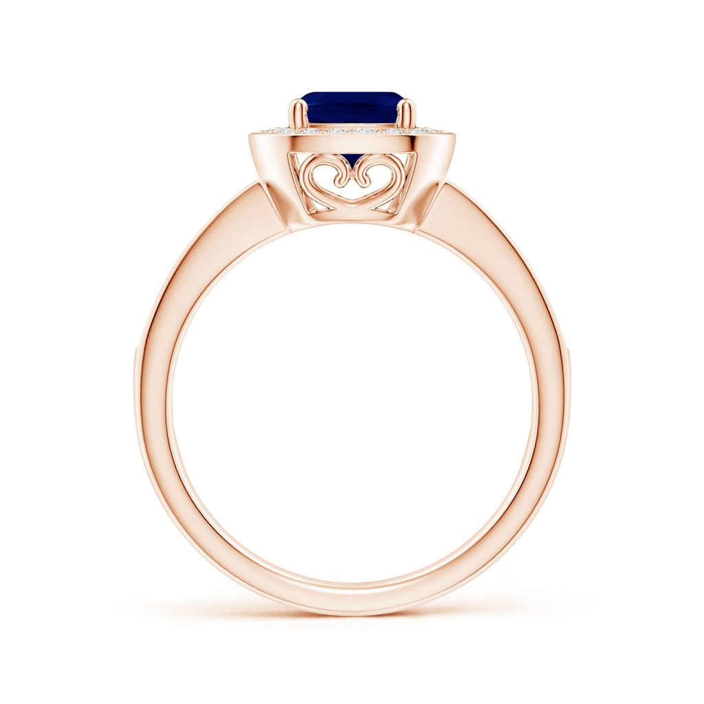 6mm AA Cushion Blue Sapphire Engagement Ring with Diamond Accents in 10K Rose Gold Side 1