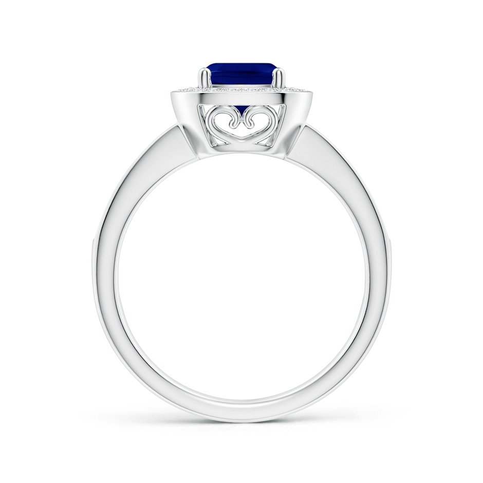6mm AAA Cushion Blue Sapphire Engagement Ring with Diamond Accents in White Gold side 1