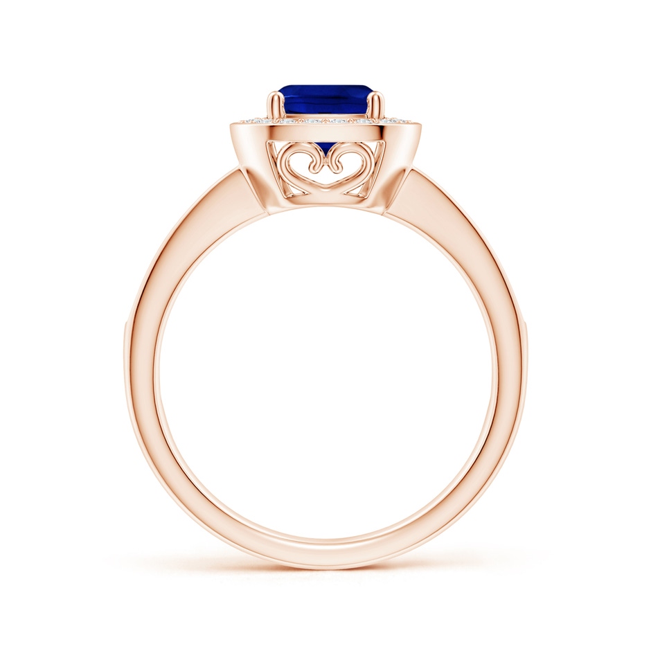 6mm AAAA Cushion Blue Sapphire Engagement Ring with Diamond Accents in Rose Gold side 1