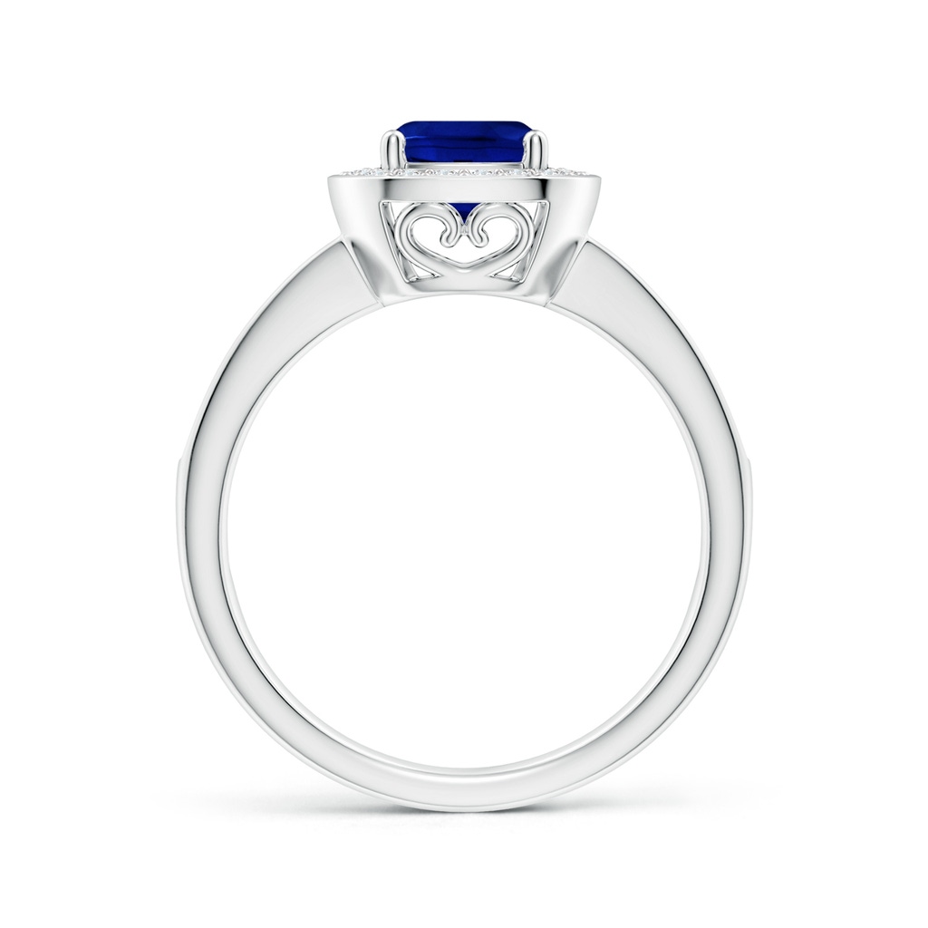 6mm AAAA Cushion Blue Sapphire Engagement Ring with Diamond Accents in White Gold Side 1