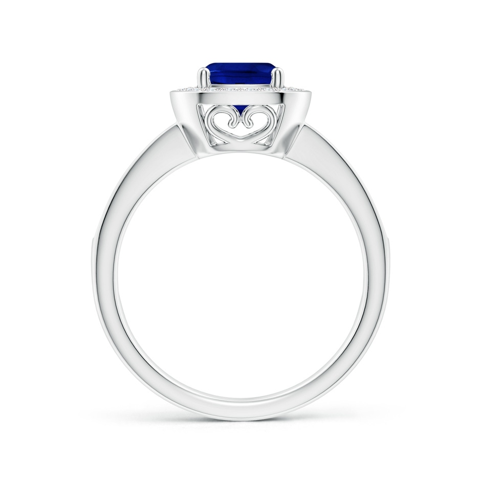 6mm AAAA Cushion Blue Sapphire Engagement Ring with Diamond Accents in White Gold side 1