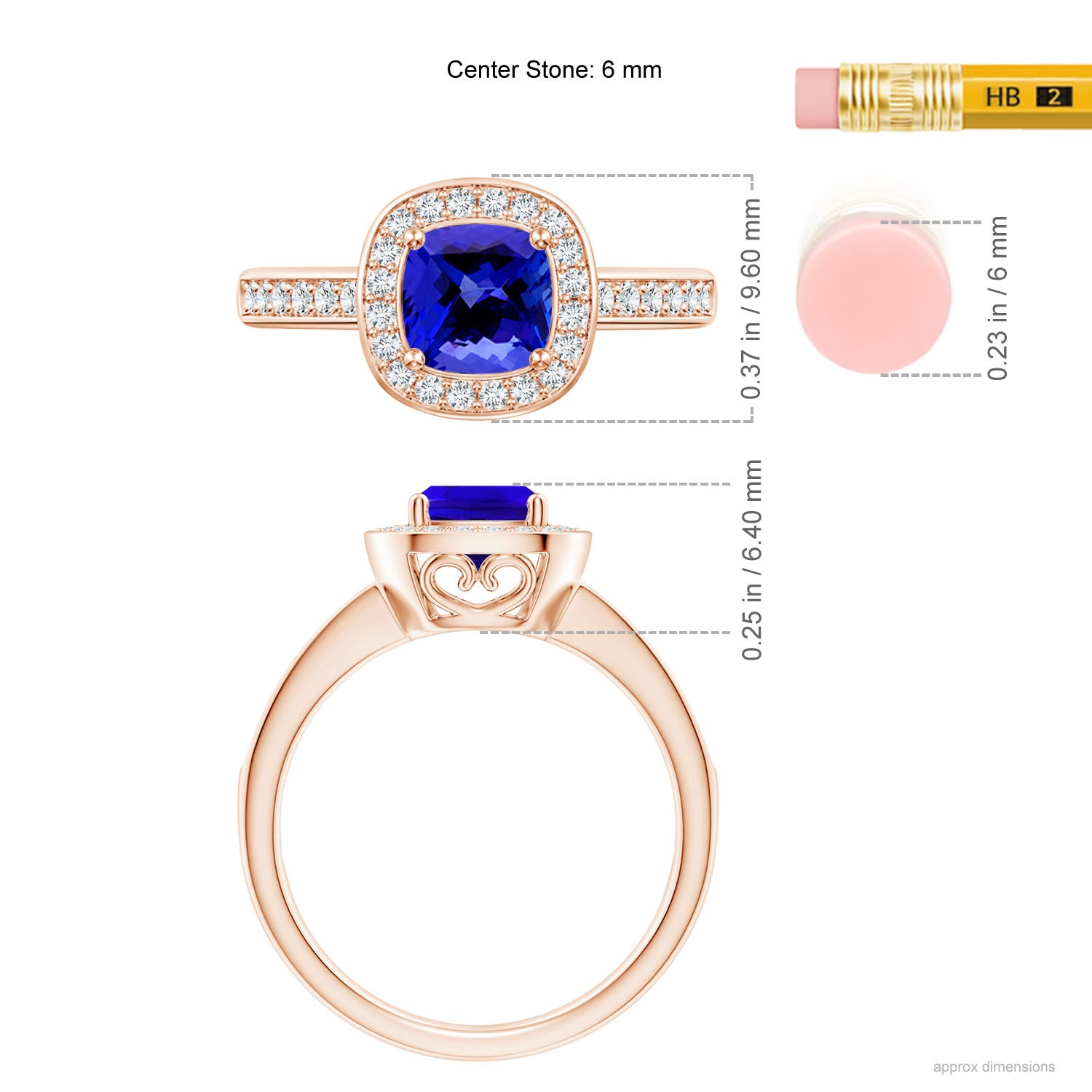 AAAA - Tanzanite / 1.29 CT / 14 KT Rose Gold