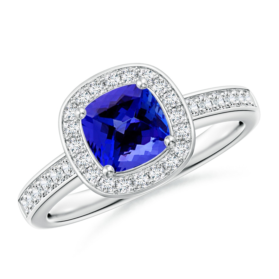 Cushion Tanzanite Engagement Ring with Diamond Accents | Angara