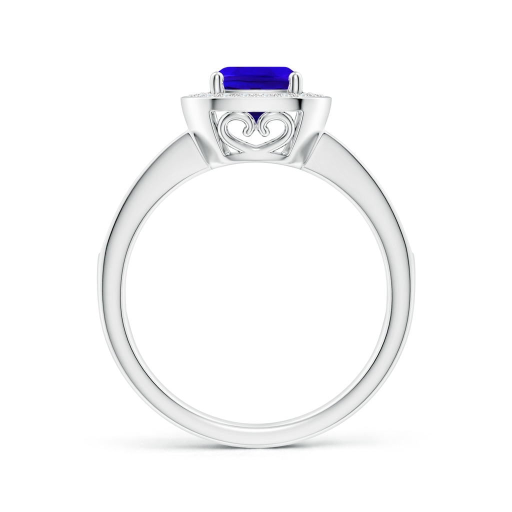 6mm AAAA Cushion Tanzanite Engagement Ring with Diamond Accents in White Gold Side-1