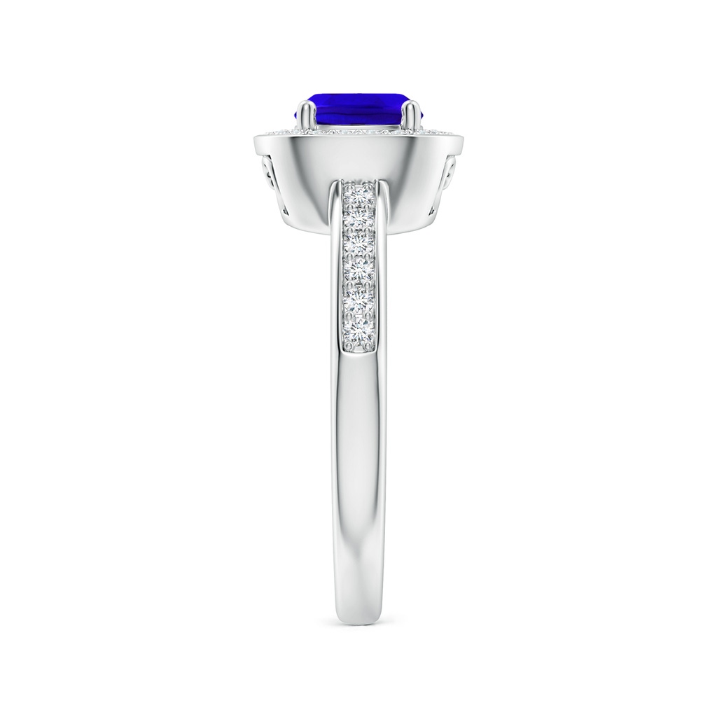 6mm AAAA Cushion Tanzanite Engagement Ring with Diamond Accents in White Gold Side-2