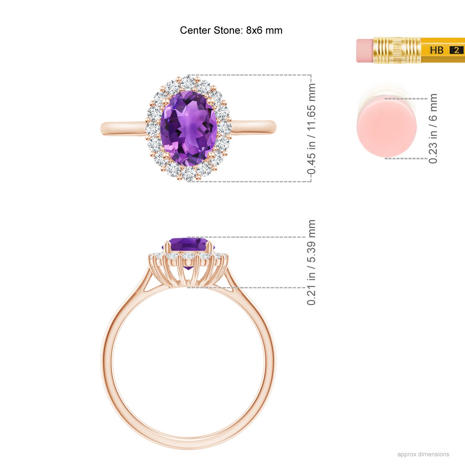 AAA - Amethyst / 1.55 CT / 14 KT Rose Gold