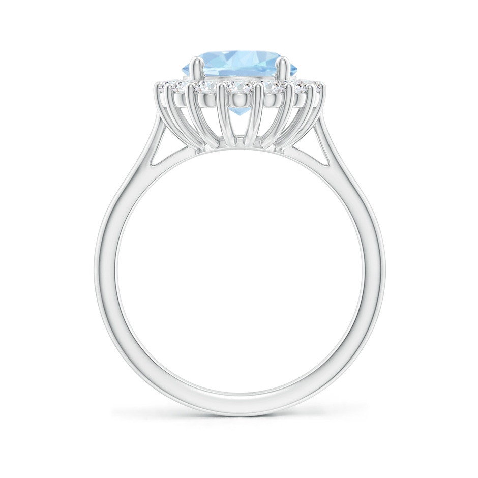 10x8mm AA Oval Aquamarine Ring with Floral Diamond Halo in White Gold side-1