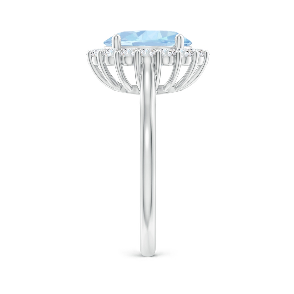 10x8mm AA Oval Aquamarine Ring with Floral Diamond Halo in White Gold side-2