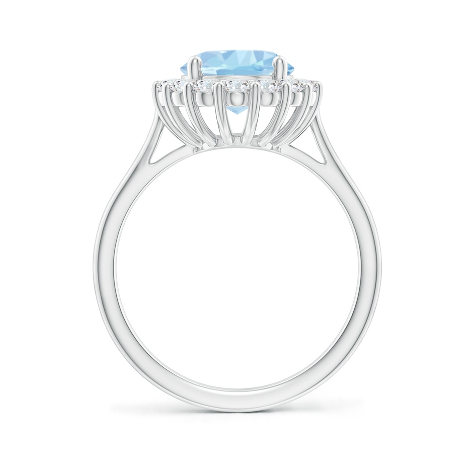 10x8mm AAA Oval Aquamarine Ring with Floral Diamond Halo in White Gold side-1
