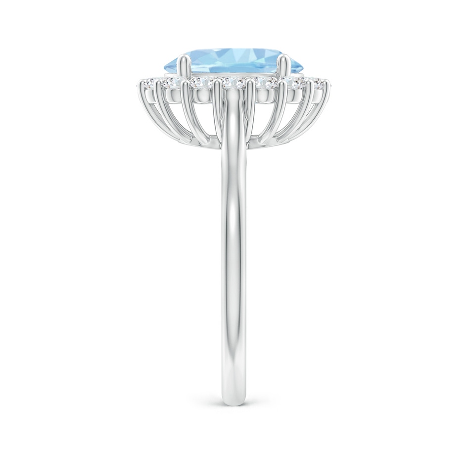 10x8mm AAA Oval Aquamarine Ring with Floral Diamond Halo in White Gold side-2
