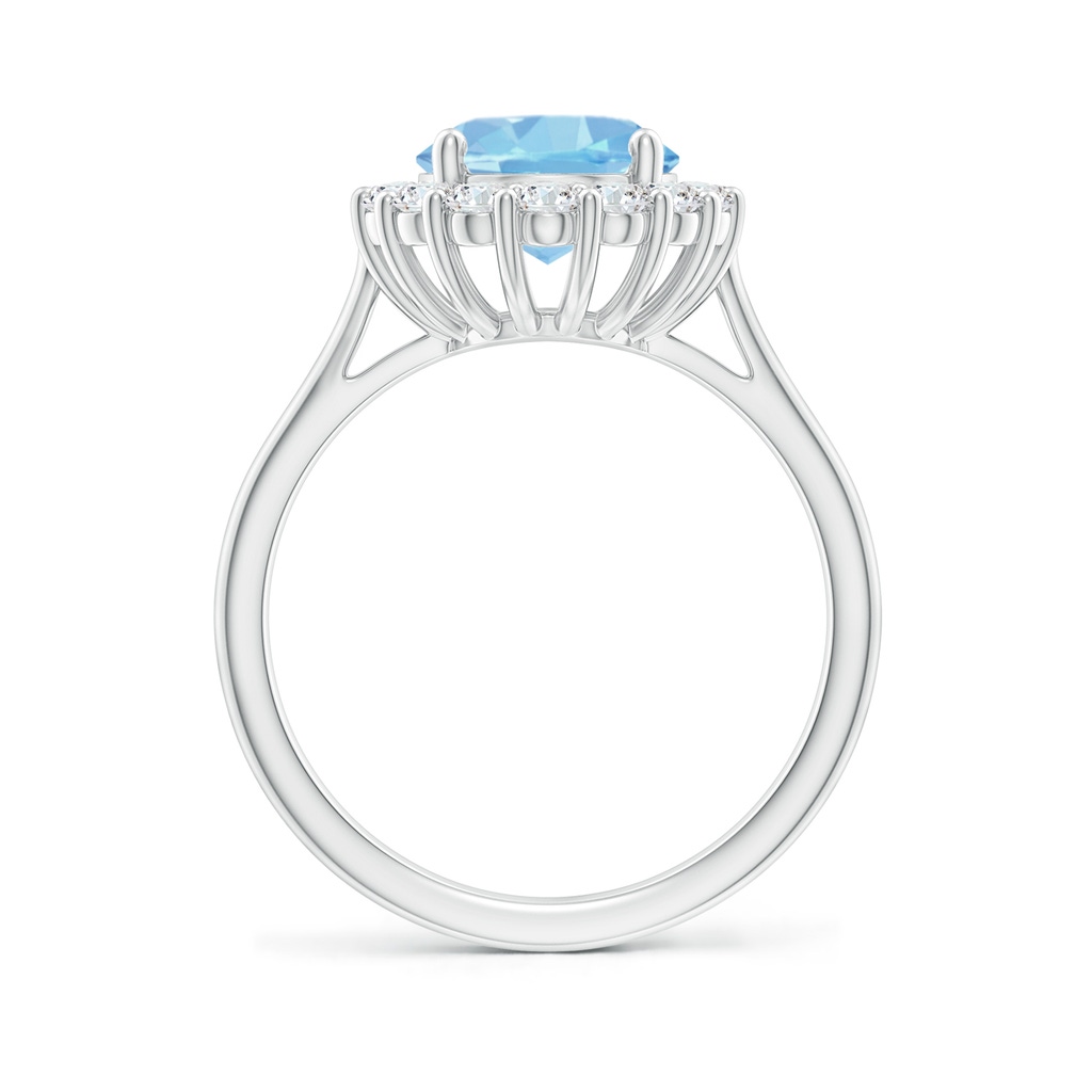 10x8mm AAAA Oval Aquamarine Ring with Floral Diamond Halo in White Gold - side_1