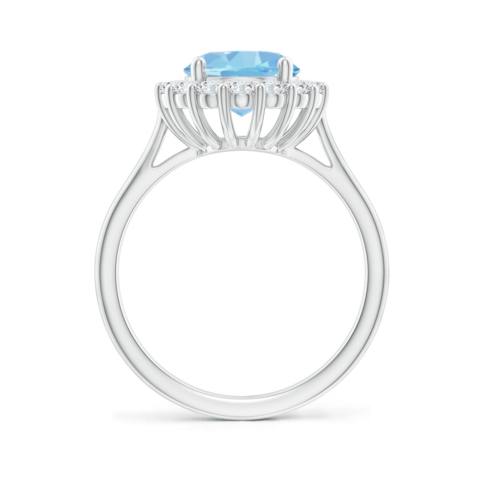 10x8mm AAAA Oval Aquamarine Ring with Floral Diamond Halo in White Gold side-1