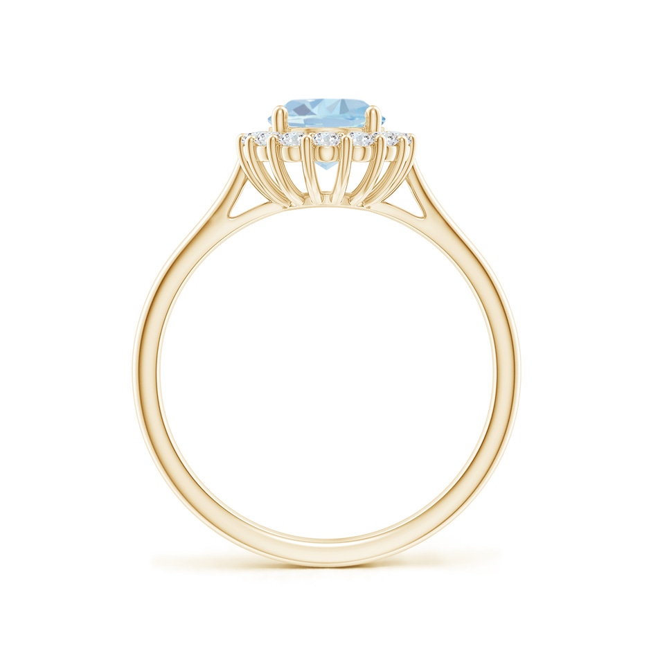 8x6mm A Oval Aquamarine Ring with Floral Diamond Halo in Yellow Gold side-1