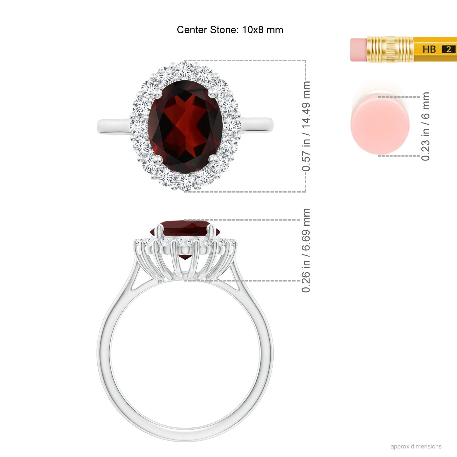 AA - Garnet / 3.51 CT / 14 KT White Gold