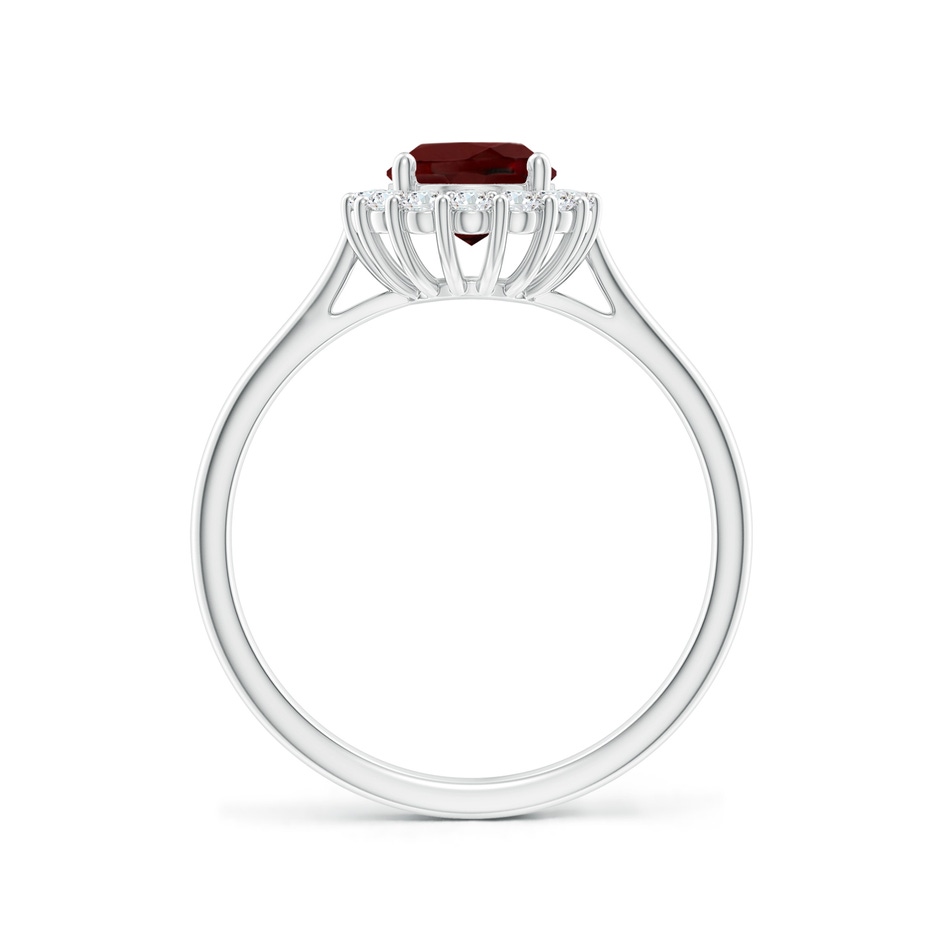 8x6mm AAA Oval Garnet Ring with Floral Diamond Halo in White Gold side-1