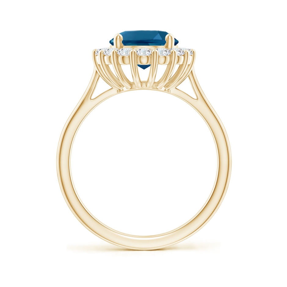 10x8mm AAAA Oval London Blue Topaz Ring with Floral Diamond Halo in Yellow Gold product image