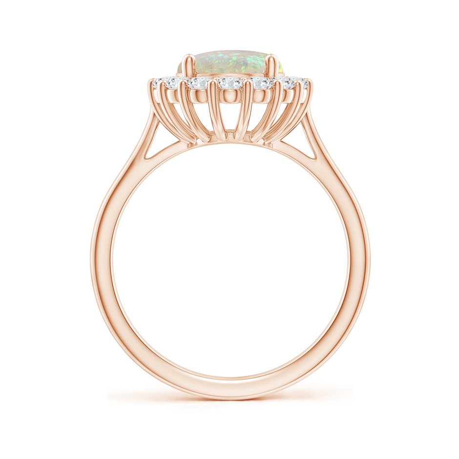 10x8mm AAA Oval Opal Ring with Floral Diamond Halo in Rose Gold side-1