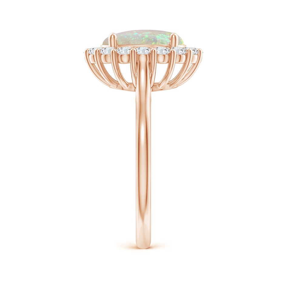 10x8mm AAA Oval Opal Ring with Floral Diamond Halo in Rose Gold side-2