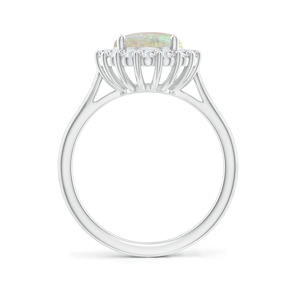 10x8mm AAA Oval Opal Ring with Floral Diamond Halo in White Gold side-1