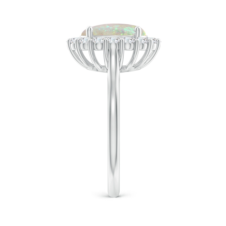 10x8mm AAA Oval Opal Ring with Floral Diamond Halo in White Gold side-2