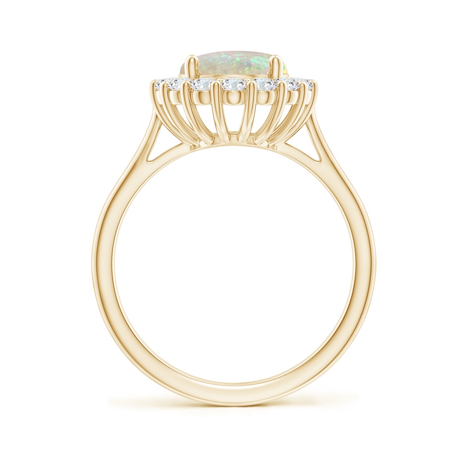 10x8mm AAA Oval Opal Ring with Floral Diamond Halo in Yellow Gold side-1