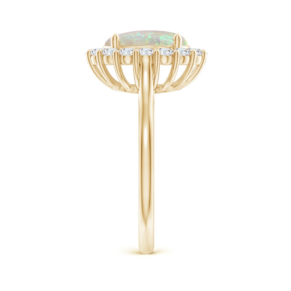 10x8mm AAA Oval Opal Ring with Floral Diamond Halo in Yellow Gold side-2