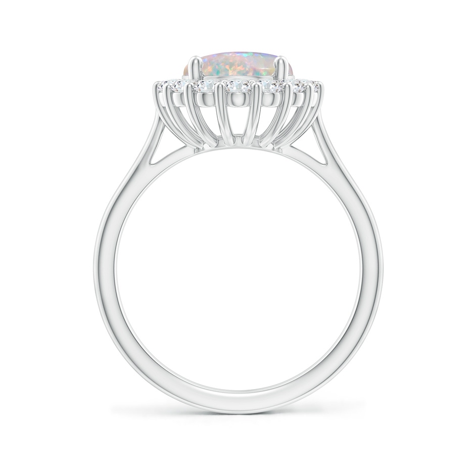 10x8mm AAAA Oval Opal Ring with Floral Diamond Halo in P950 Platinum side-1