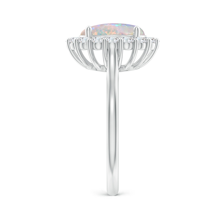 10x8mm AAAA Oval Opal Ring with Floral Diamond Halo in P950 Platinum side-2