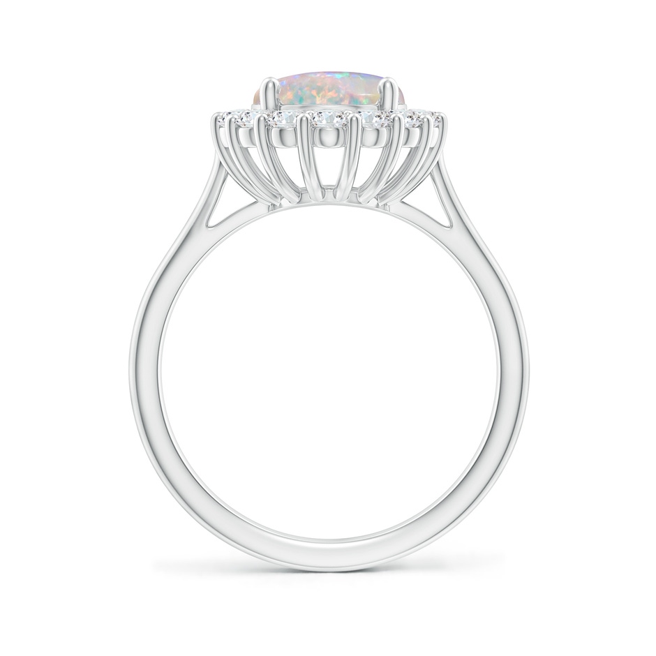 10x8mm AAAA Oval Opal Ring with Floral Diamond Halo in White Gold side-1