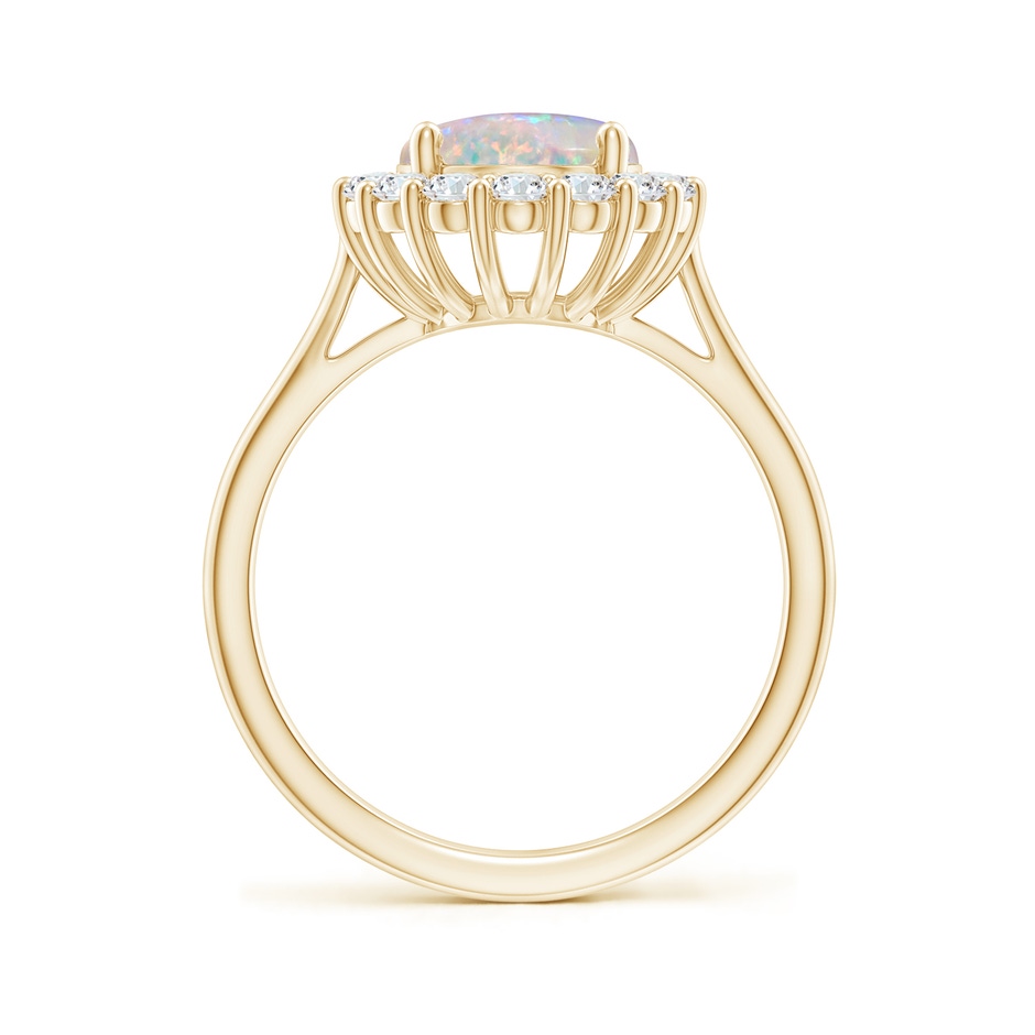10x8mm AAAA Oval Opal Ring with Floral Diamond Halo in Yellow Gold side-1