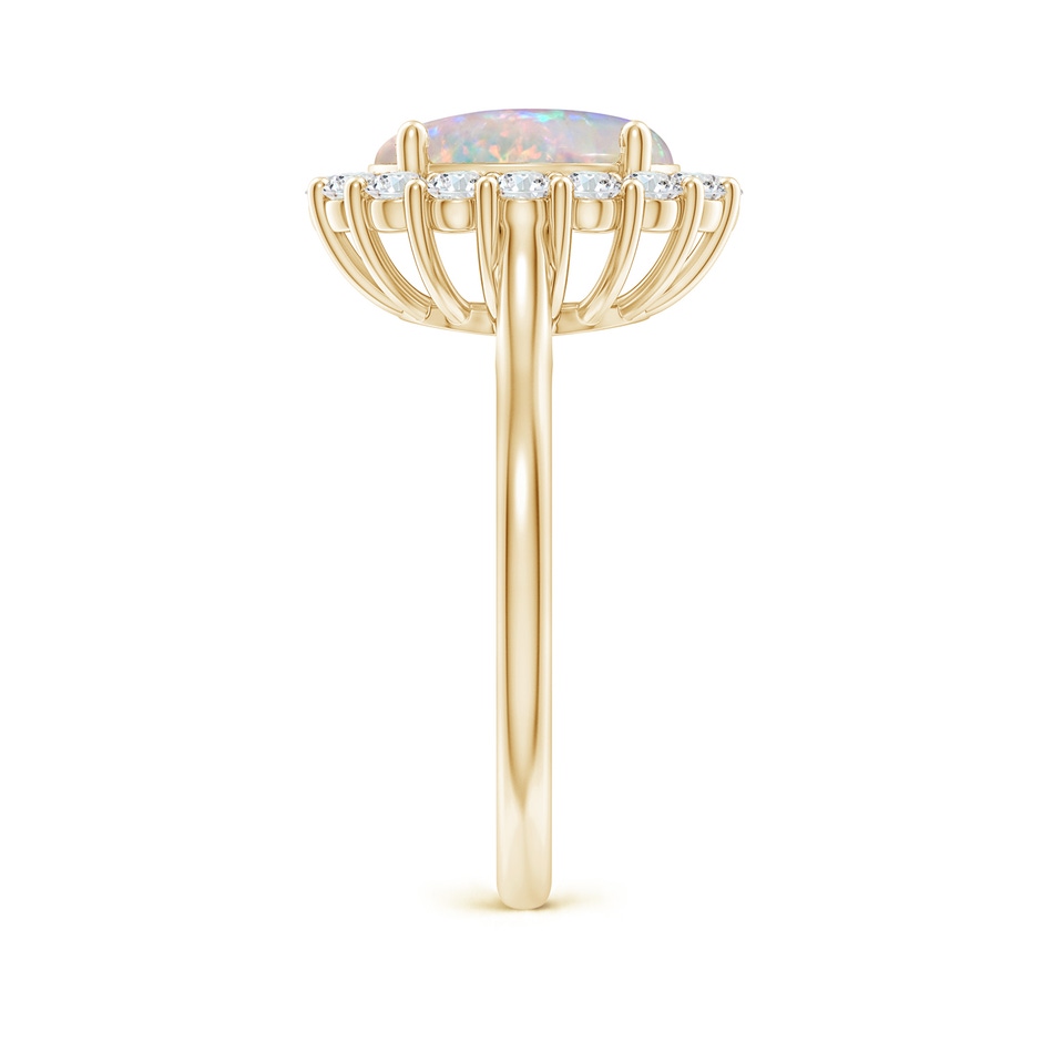 10x8mm AAAA Oval Opal Ring with Floral Diamond Halo in Yellow Gold side-2