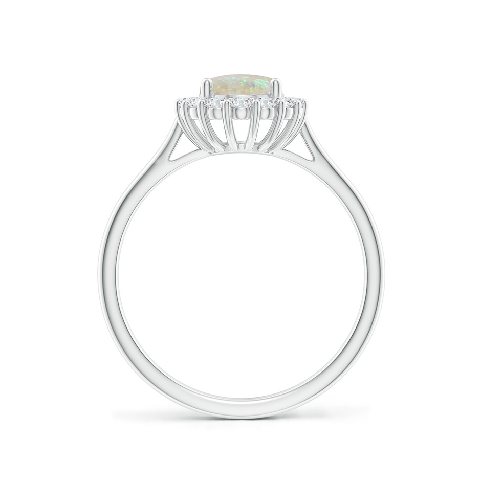 8x6mm AAA Oval Opal Ring with Floral Diamond Halo in P950 Platinum side-1
