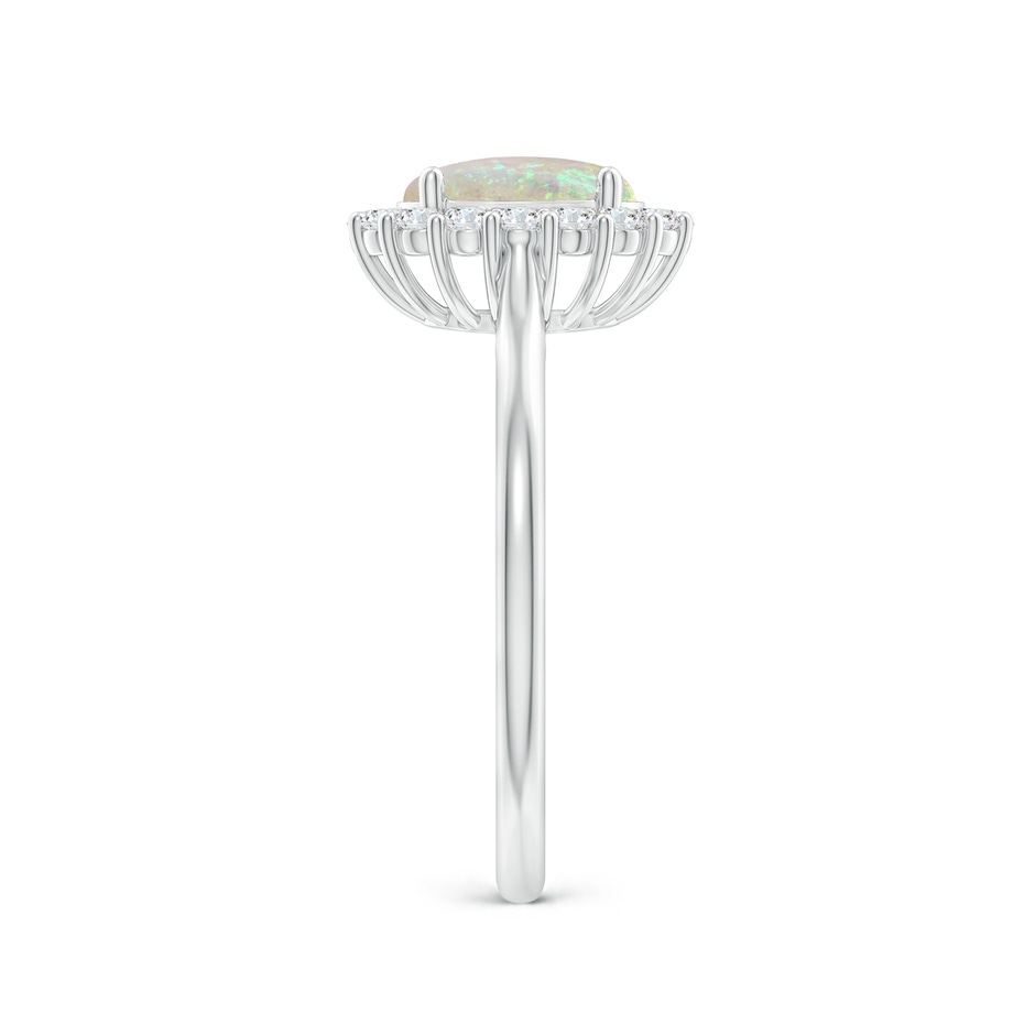 8x6mm AAA Oval Opal Ring with Floral Diamond Halo in P950 Platinum side-2