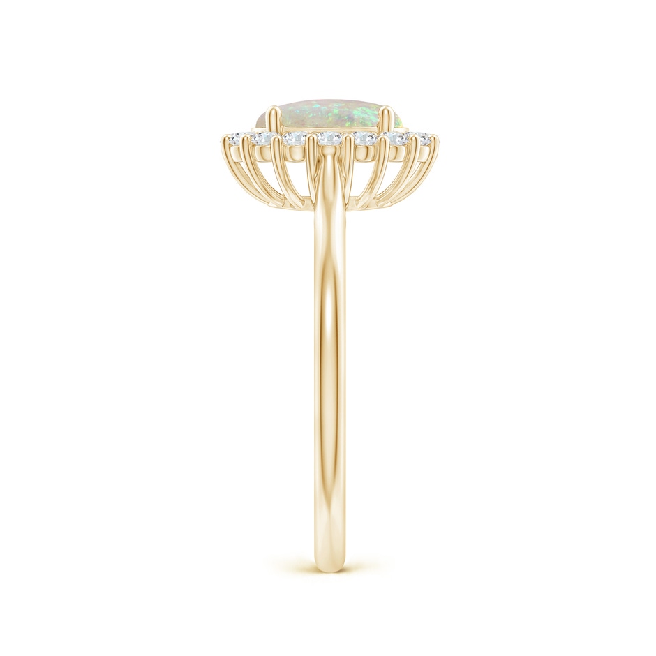8x6mm AAA Oval Opal Ring with Floral Diamond Halo in Yellow Gold side-2